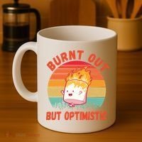 Burnt Out But Optimistic Funny Marshmallow Coffee Mug thumb 4