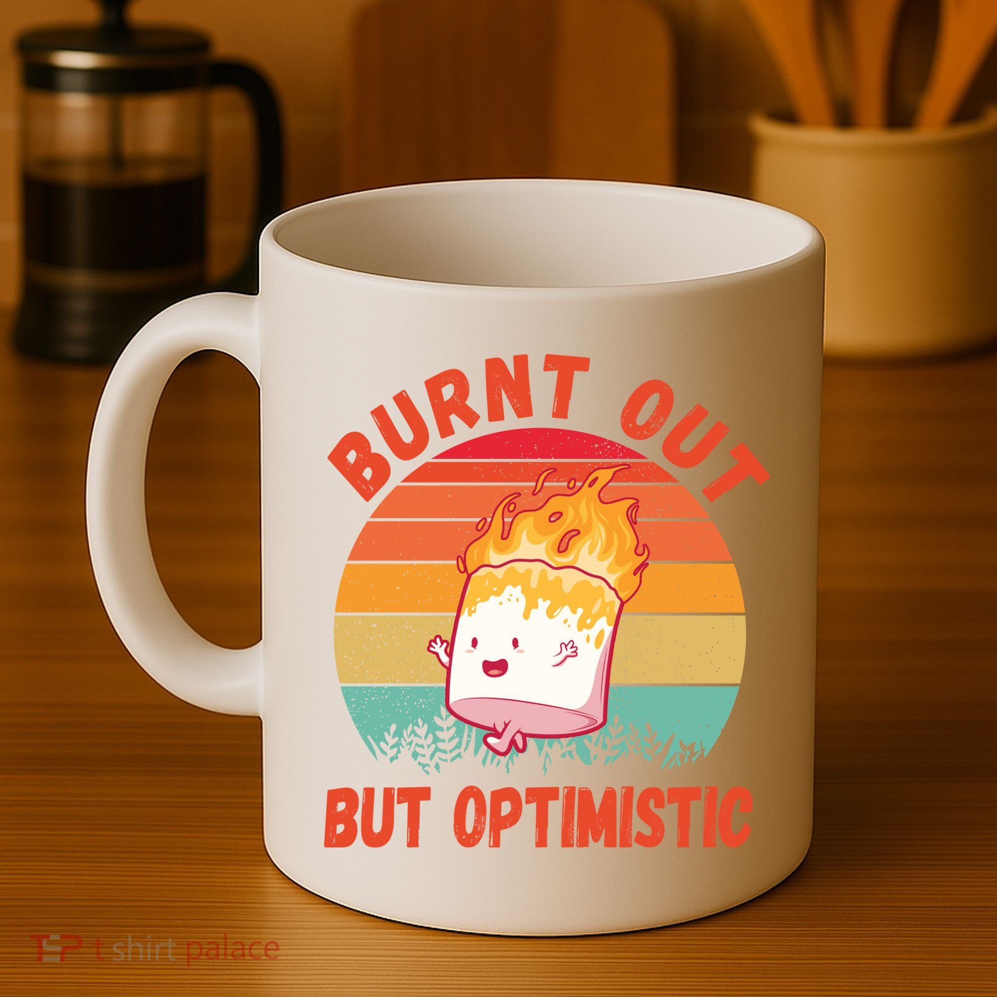 Burnt Out But Optimistic Funny Marshmallow Coffee Mug