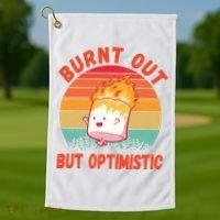 Burnt Out But Optimistic Funny Marshmallow Golf Towel thumb 1