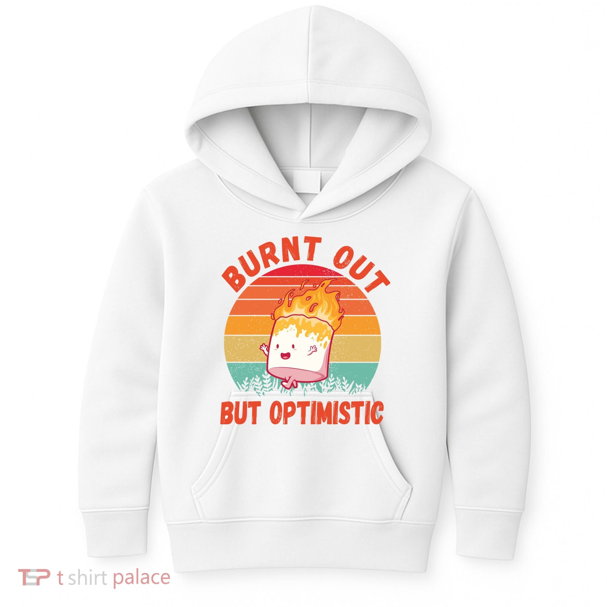 Burnt Out But Optimistic Funny Marshmallow Kids Hoodie