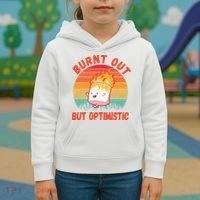 Burnt Out But Optimistic Funny Marshmallow Kids Hoodie thumb 3
