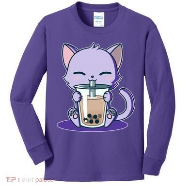 Boba Kitty Kids Long Sleeve Shirt