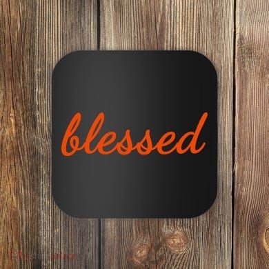Blessed Orange Christian Coaster