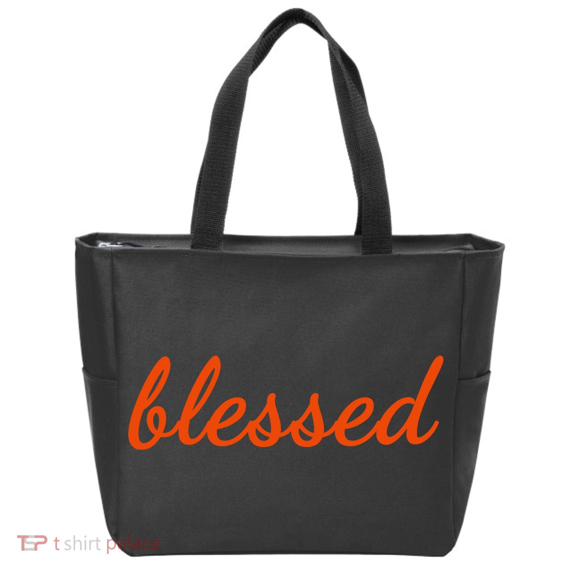 Blessed Orange Christian Tote Bag