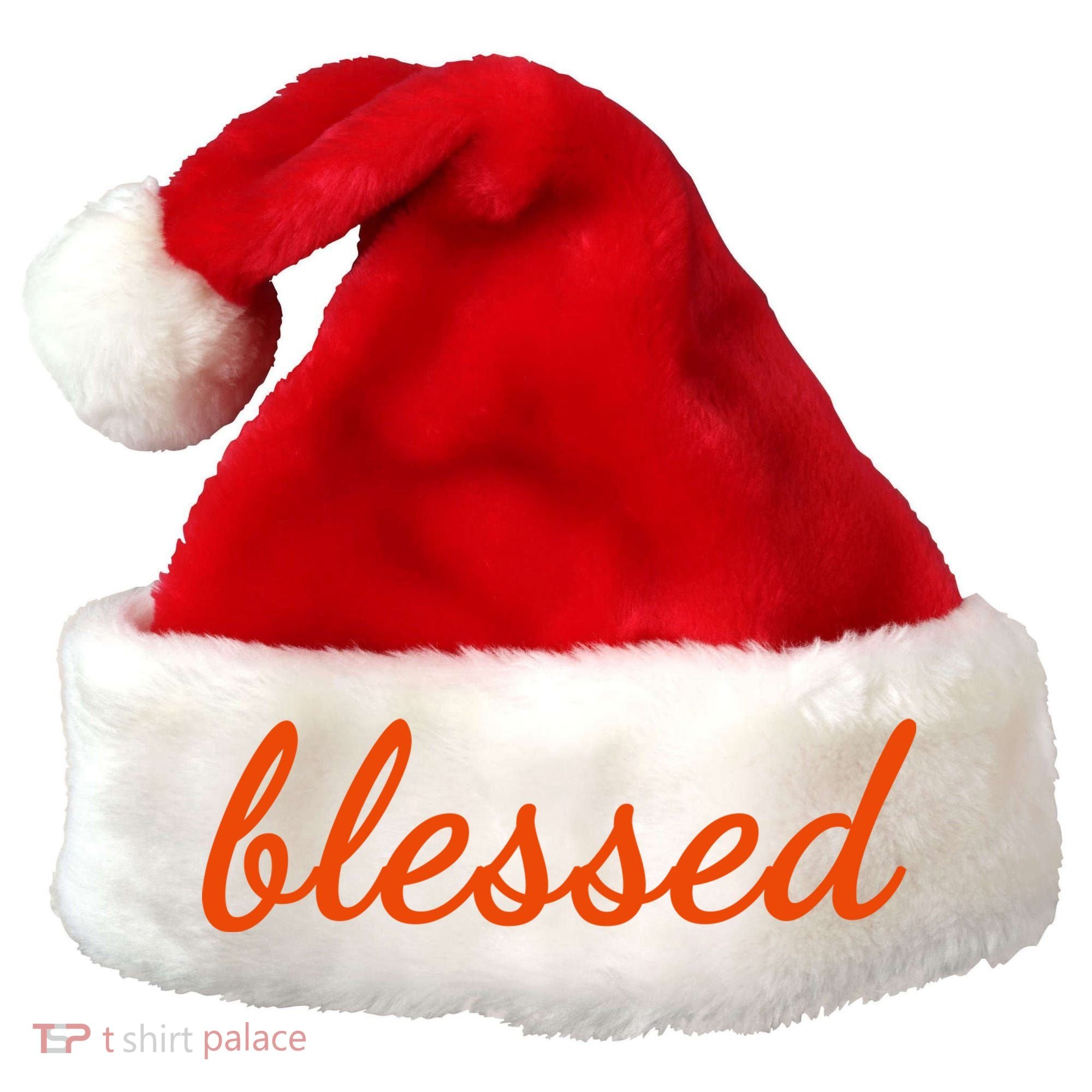 Blessed Orange Christian Santa Hat