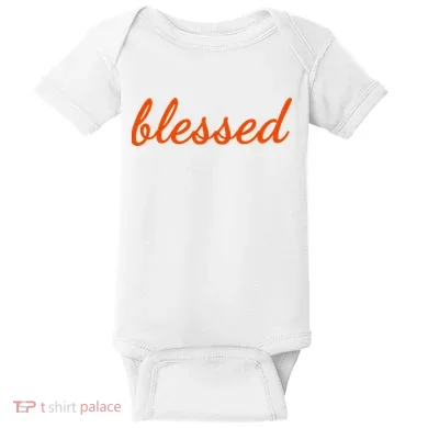 Blessed Orange Christian Baby Bodysuit