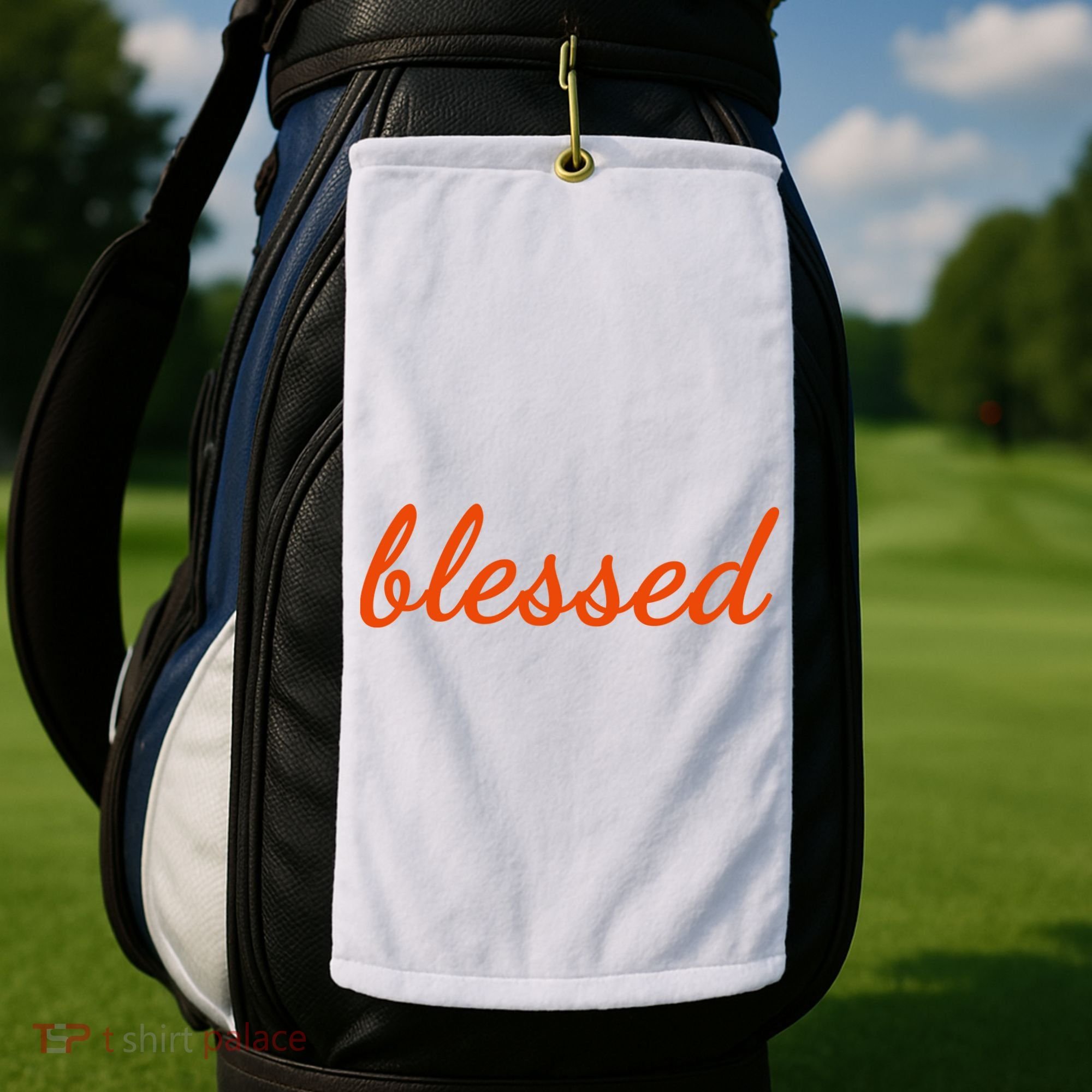 Blessed Orange Christian Golf Towel