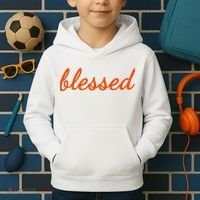 Blessed Orange Christian Kids Hoodie thumb 2