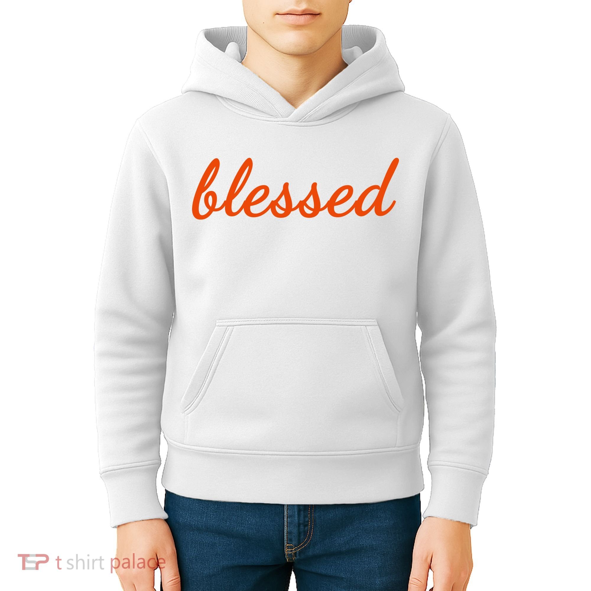 Blessed Orange Christian Kids Hoodie