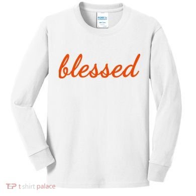 Blessed Orange Christian Kids Long Sleeve Shirt