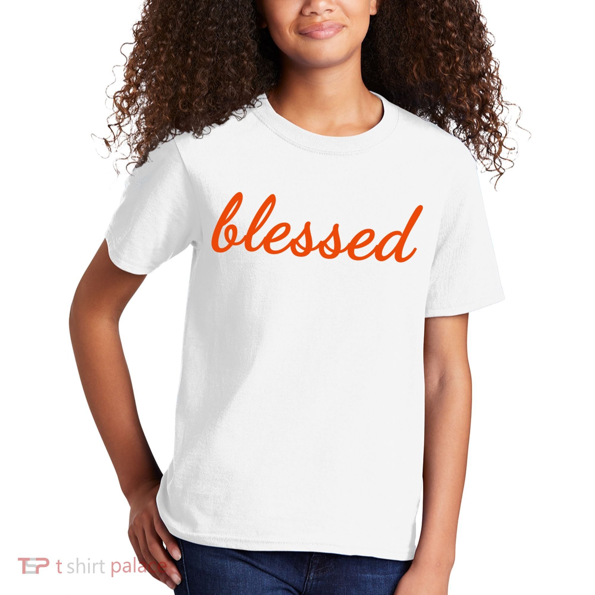 Blessed Orange Christian Kids T-Shirt