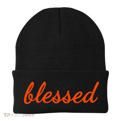 Blessed Orange Christian Beanie