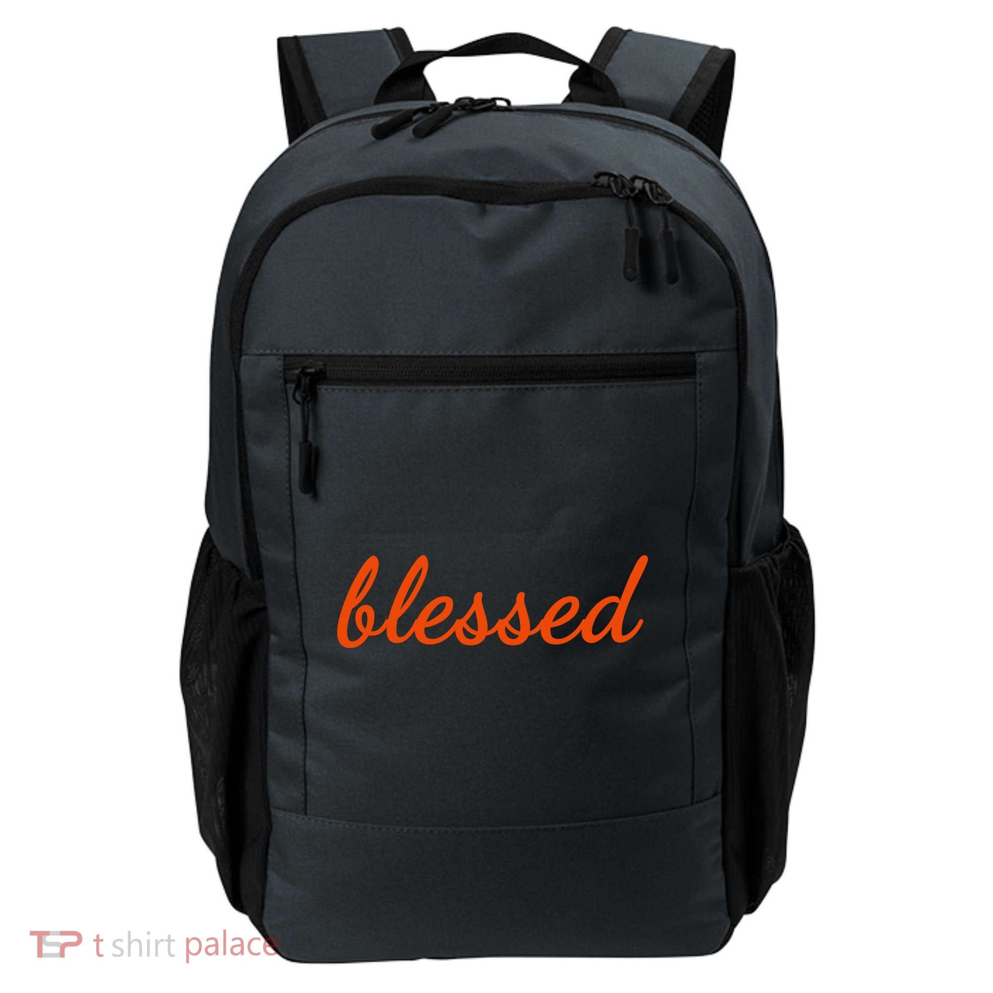 Blessed Orange Christian Backpack