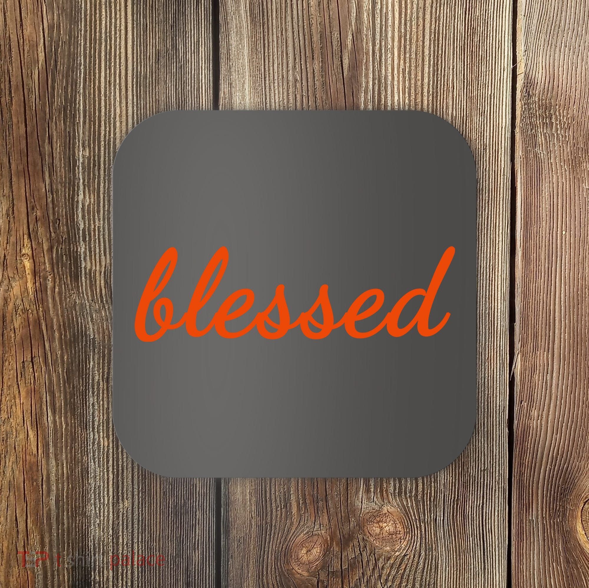 Blessed Orange Christian Coaster