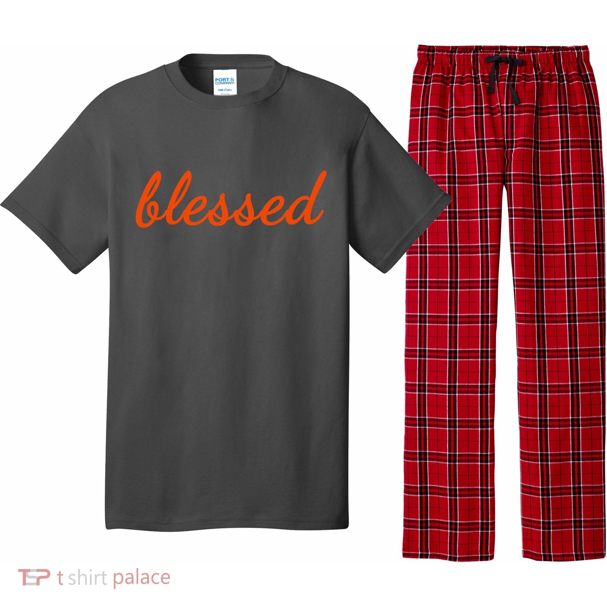Blessed Orange Christian Pajama Set