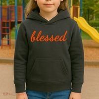Blessed Orange Christian Kids Hoodie thumb 3