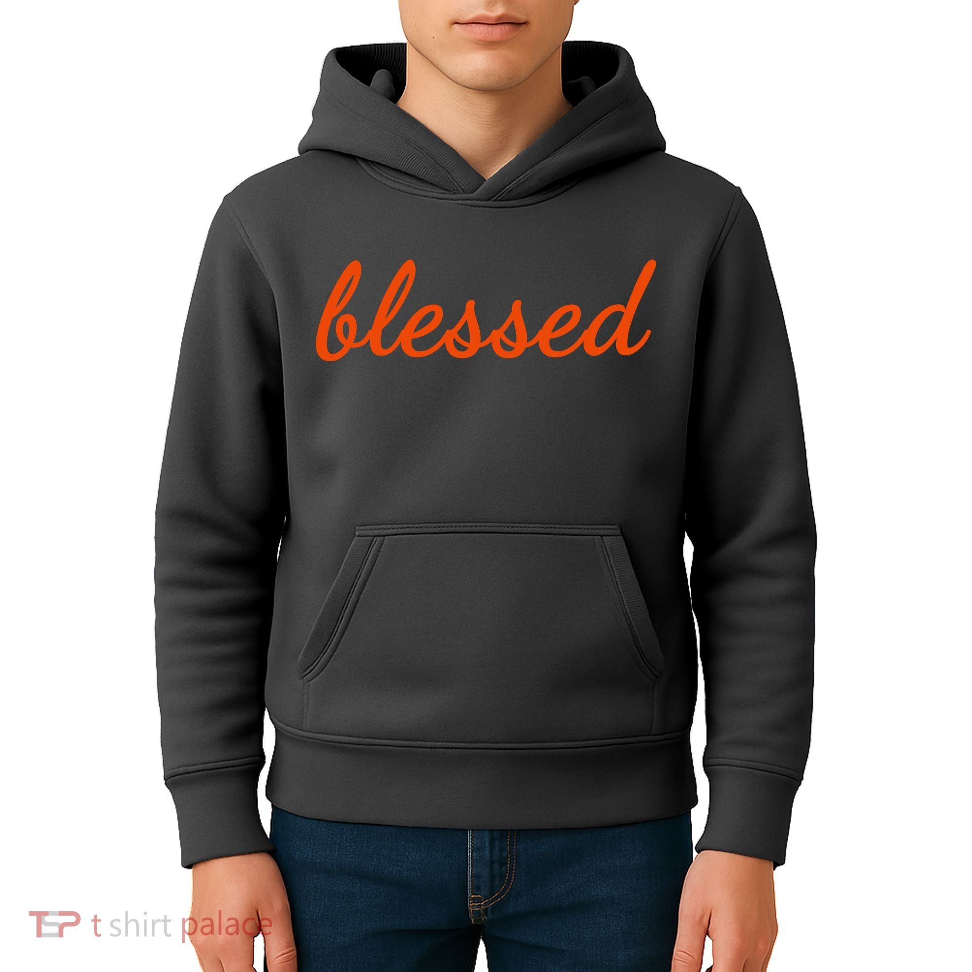 Blessed Orange Christian Kids Hoodie