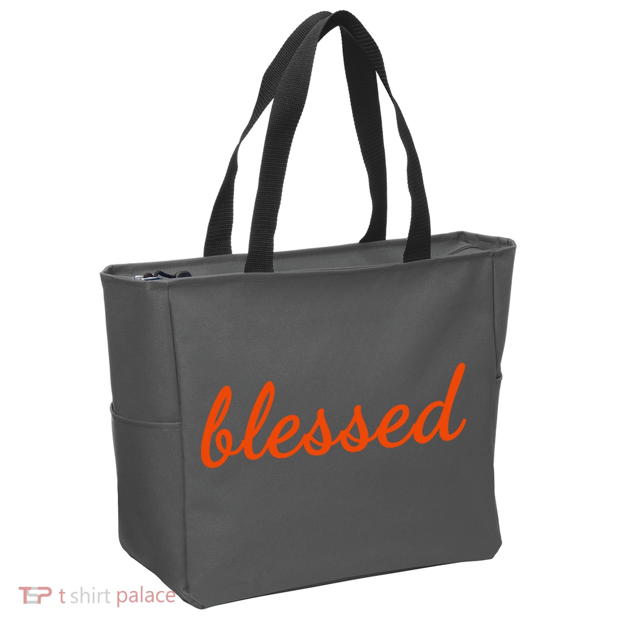 Blessed Orange Christian Tote Bag