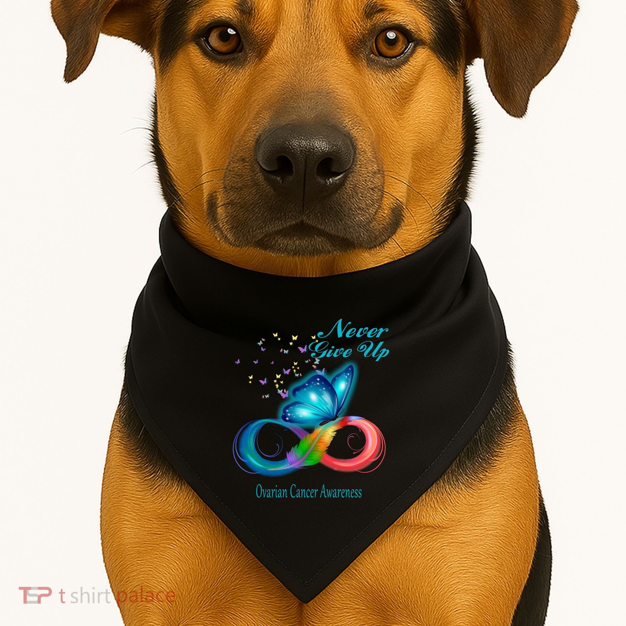 Butterfly Ovarian Cancer Awareness Gift USA-Made Doggie Bandana