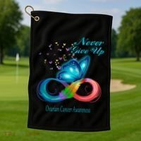 Butterfly Ovarian Cancer Awareness Gift Golf Towel thumb 1