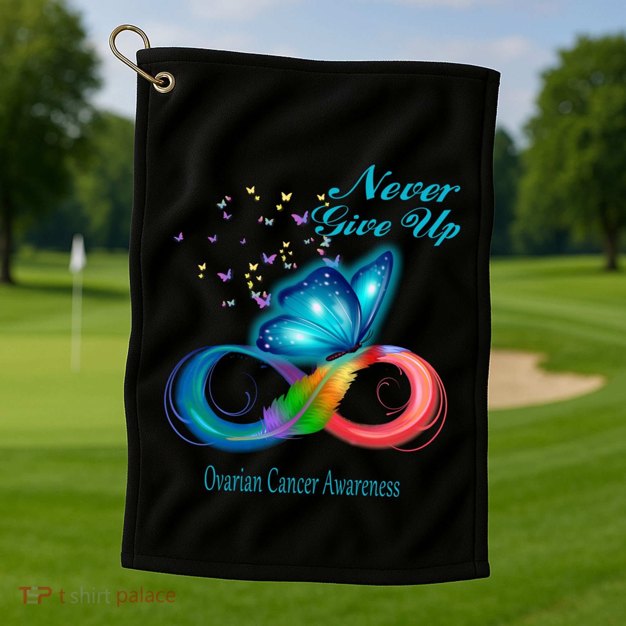 Butterfly Ovarian Cancer Awareness Gift Golf Towel
