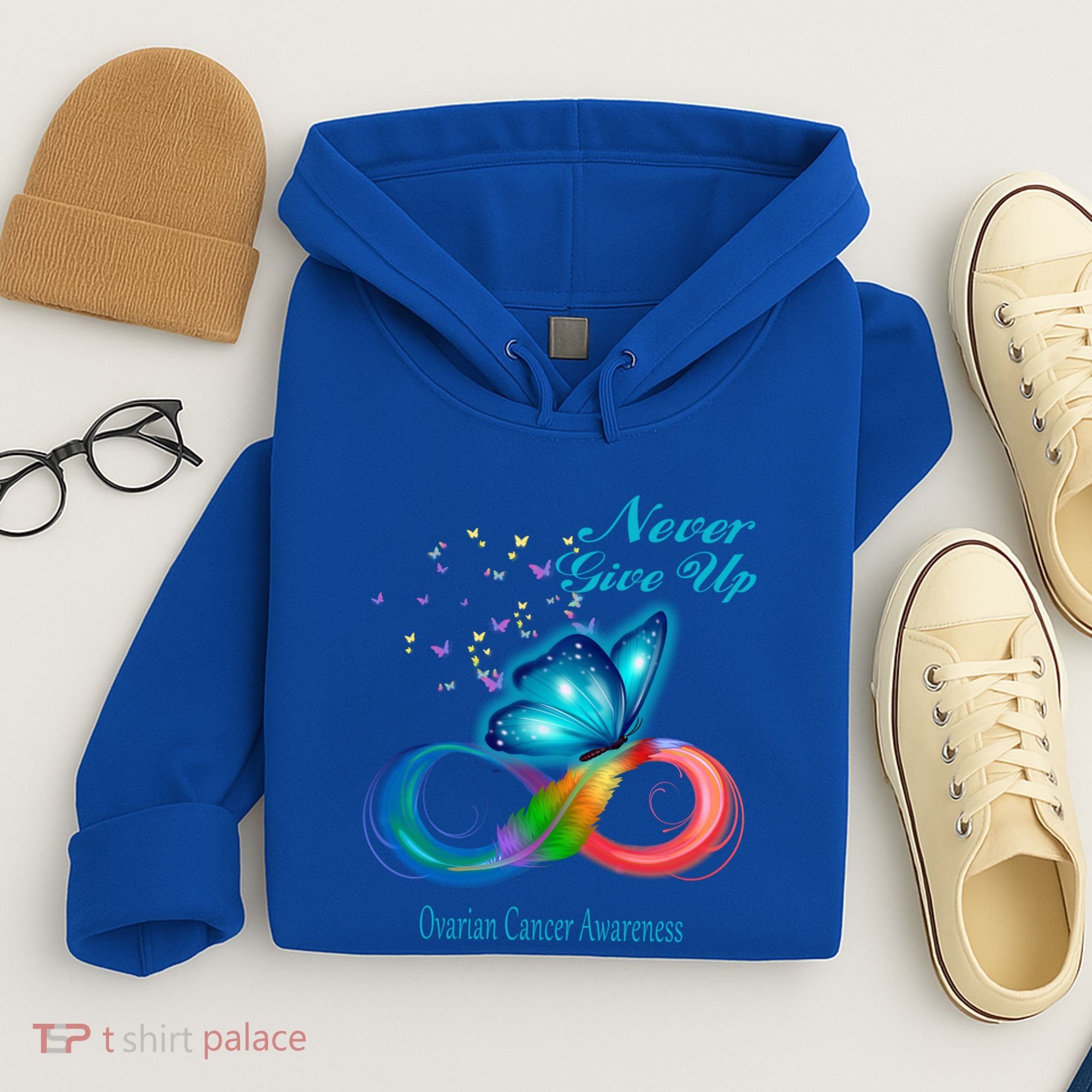 Butterfly Ovarian Cancer Awareness Gift Hoodie