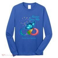 Butterfly Ovarian Cancer Awareness Gift Long Sleeve Shirt thumb 0