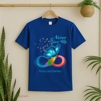 Butterfly Ovarian Cancer Awareness Gift T-Shirt thumb 2