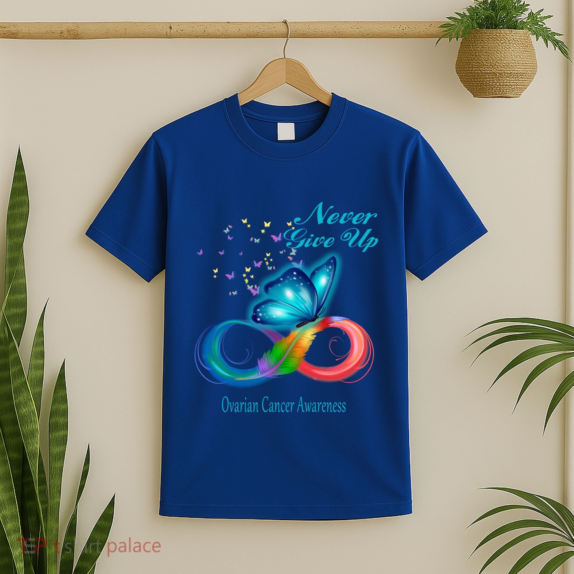 Butterfly Ovarian Cancer Awareness Gift T-Shirt