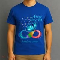 Butterfly Ovarian Cancer Awareness Gift T-Shirt thumb 3