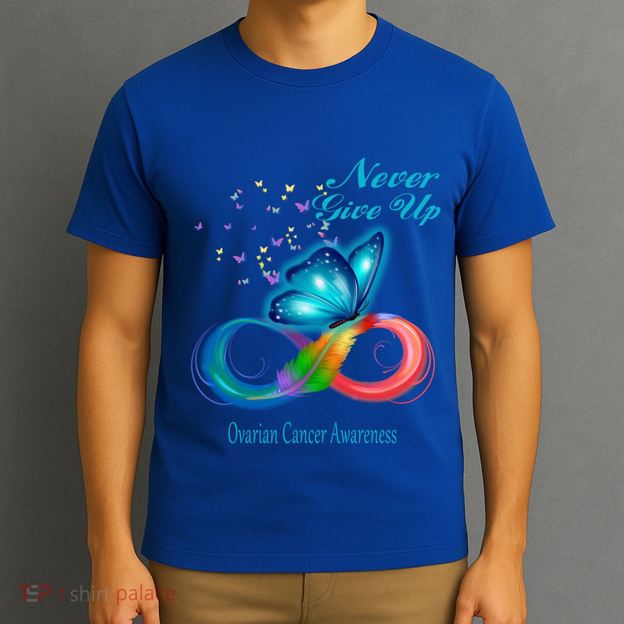 Butterfly Ovarian Cancer Awareness Gift T-Shirt