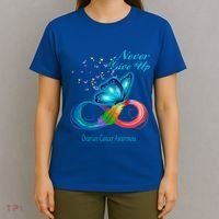 Butterfly Ovarian Cancer Awareness Gift T-Shirt thumb 4