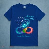 Butterfly Ovarian Cancer Awareness Gift T-Shirt thumb 5