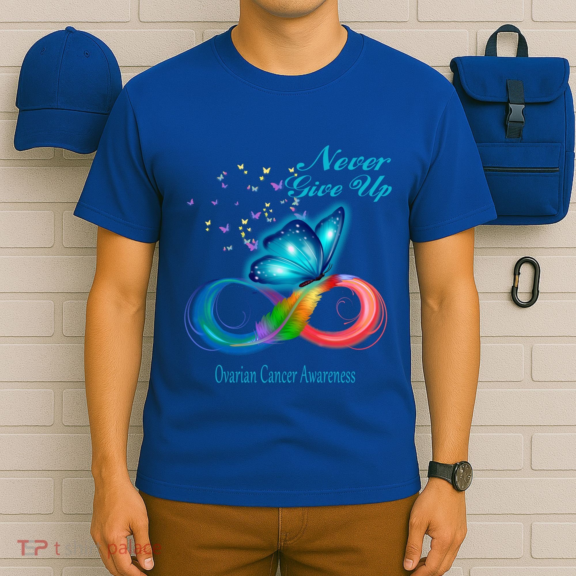 Butterfly Ovarian Cancer Awareness Gift T-Shirt