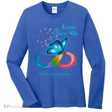 Butterfly Ovarian Cancer Awareness Gift Women's Long Sleeve Shirt