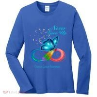 Butterfly Ovarian Cancer Awareness Gift Women's Long Sleeve Shirt thumb 0