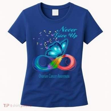 Butterfly Ovarian Cancer Awareness Gift Women's T-Shirt