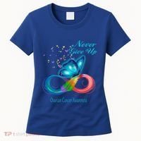 Butterfly Ovarian Cancer Awareness Gift Women's T-Shirt thumb 0