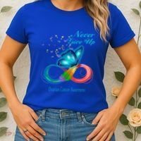 Butterfly Ovarian Cancer Awareness Gift Women's T-Shirt thumb 2