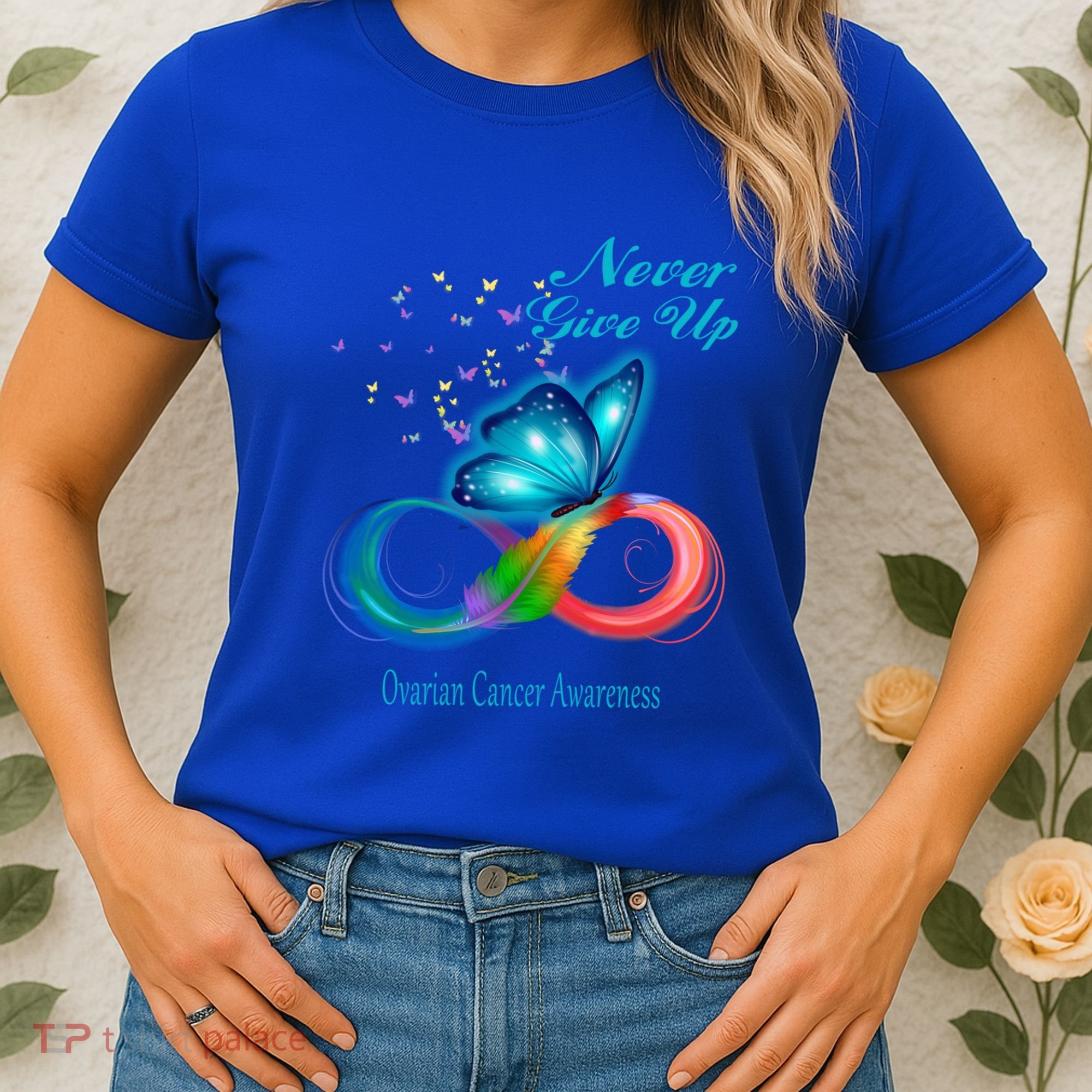 Butterfly Ovarian Cancer Awareness Gift Women's T-Shirt