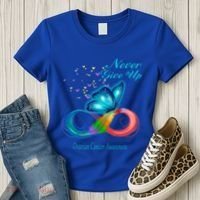 Butterfly Ovarian Cancer Awareness Gift Women's T-Shirt thumb 3