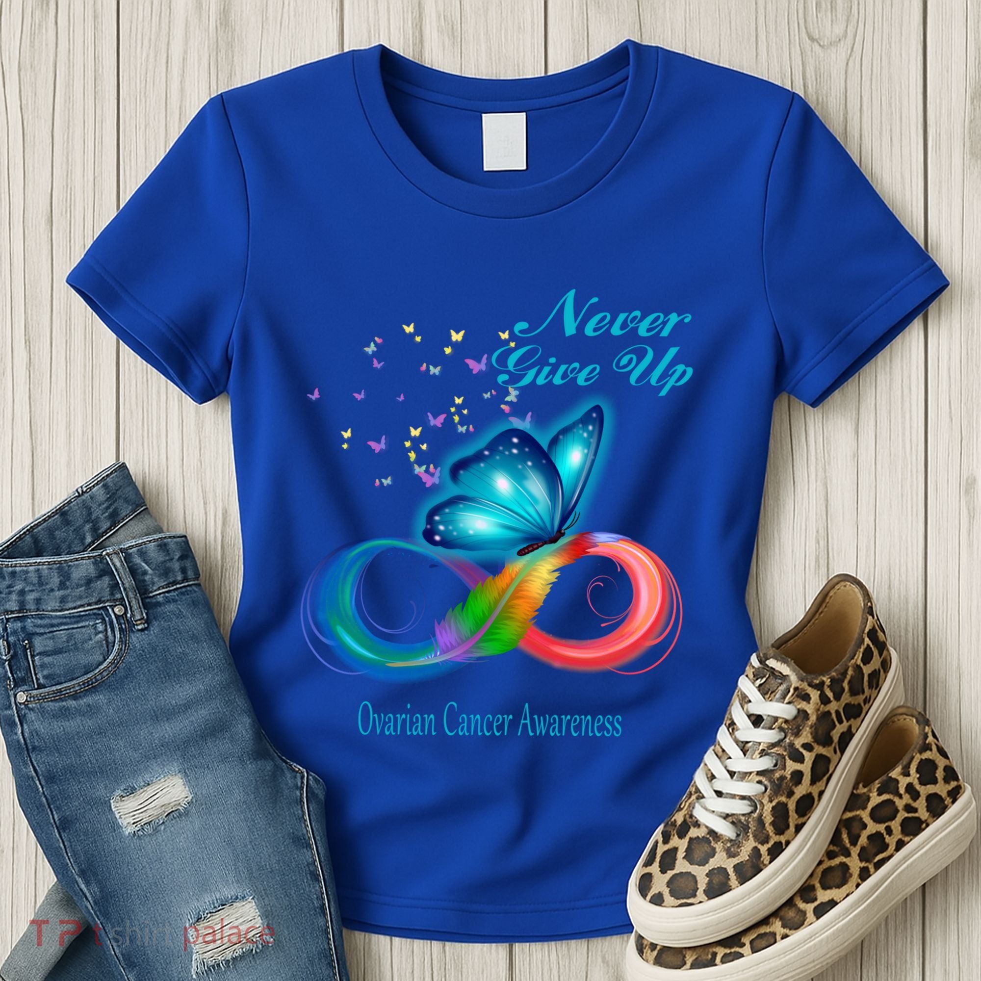 Butterfly Ovarian Cancer Awareness Gift Women's T-Shirt