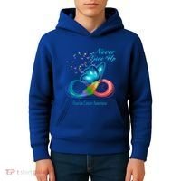 Butterfly Ovarian Cancer Awareness Gift Kids Hoodie thumb 4