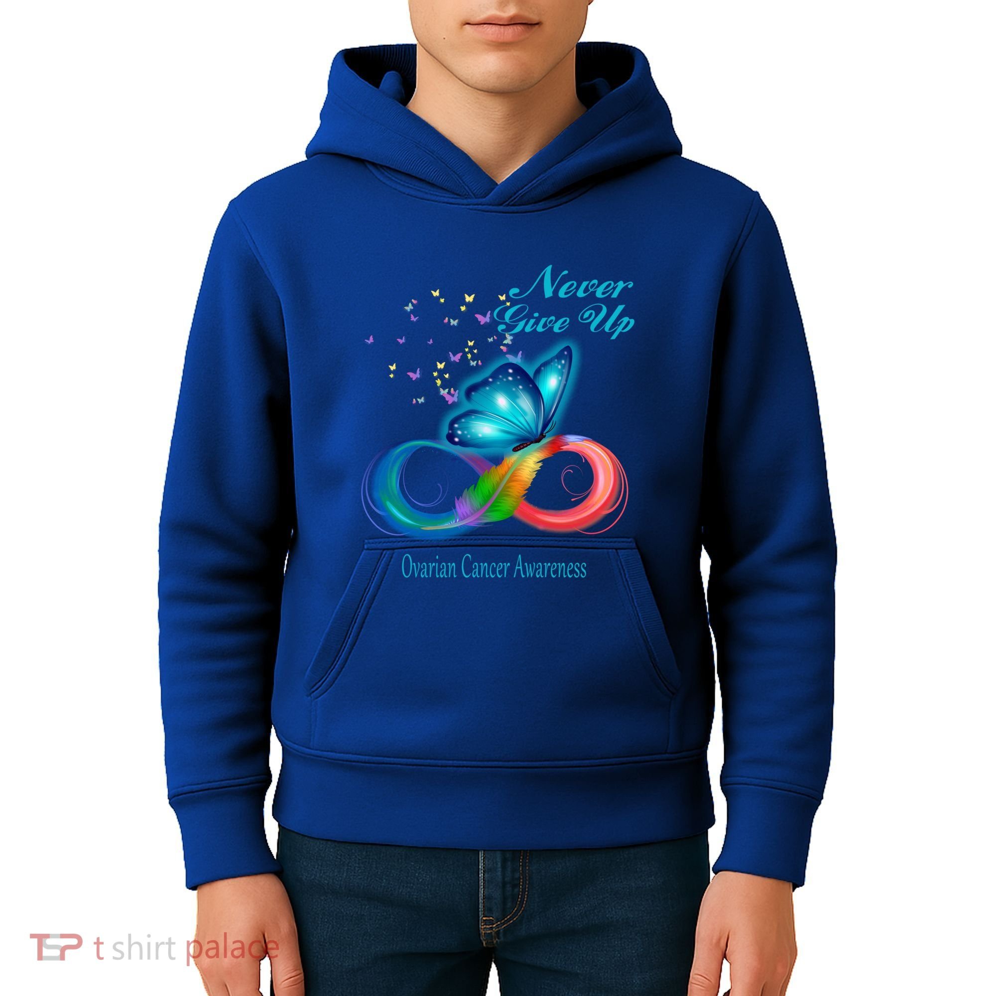 Butterfly Ovarian Cancer Awareness Gift Kids Hoodie