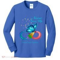 Butterfly Ovarian Cancer Awareness Gift Kids Long Sleeve Shirt thumb 0