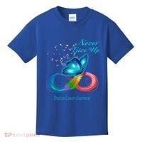 Butterfly Ovarian Cancer Awareness Gift Kids T-Shirt thumb 0