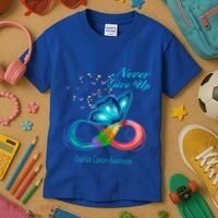 Butterfly Ovarian Cancer Awareness Gift Kids T-Shirt thumb 3