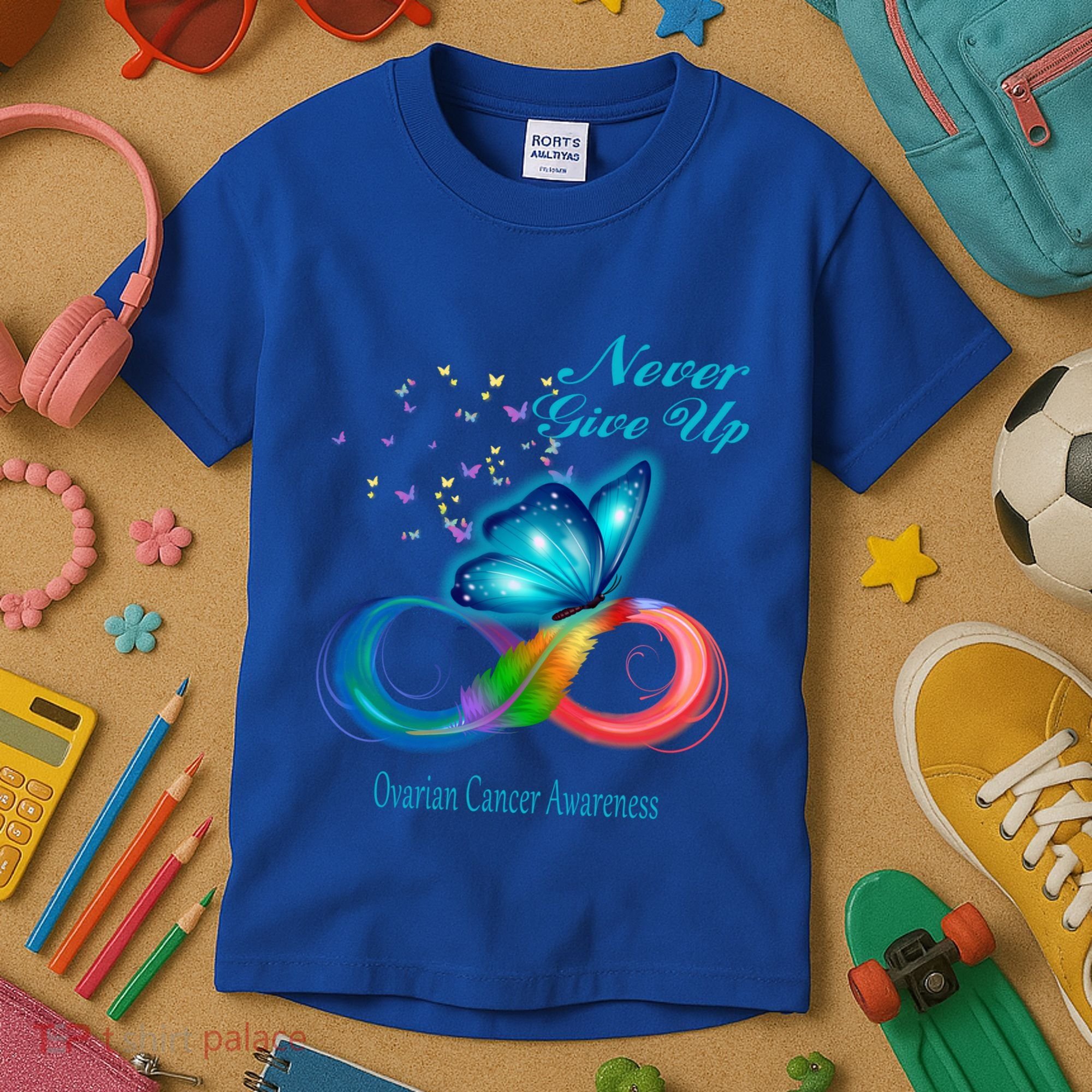 Butterfly Ovarian Cancer Awareness Gift Kids T-Shirt