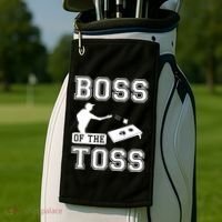 Boss Of Cornhole Game Golf Towel thumb 2
