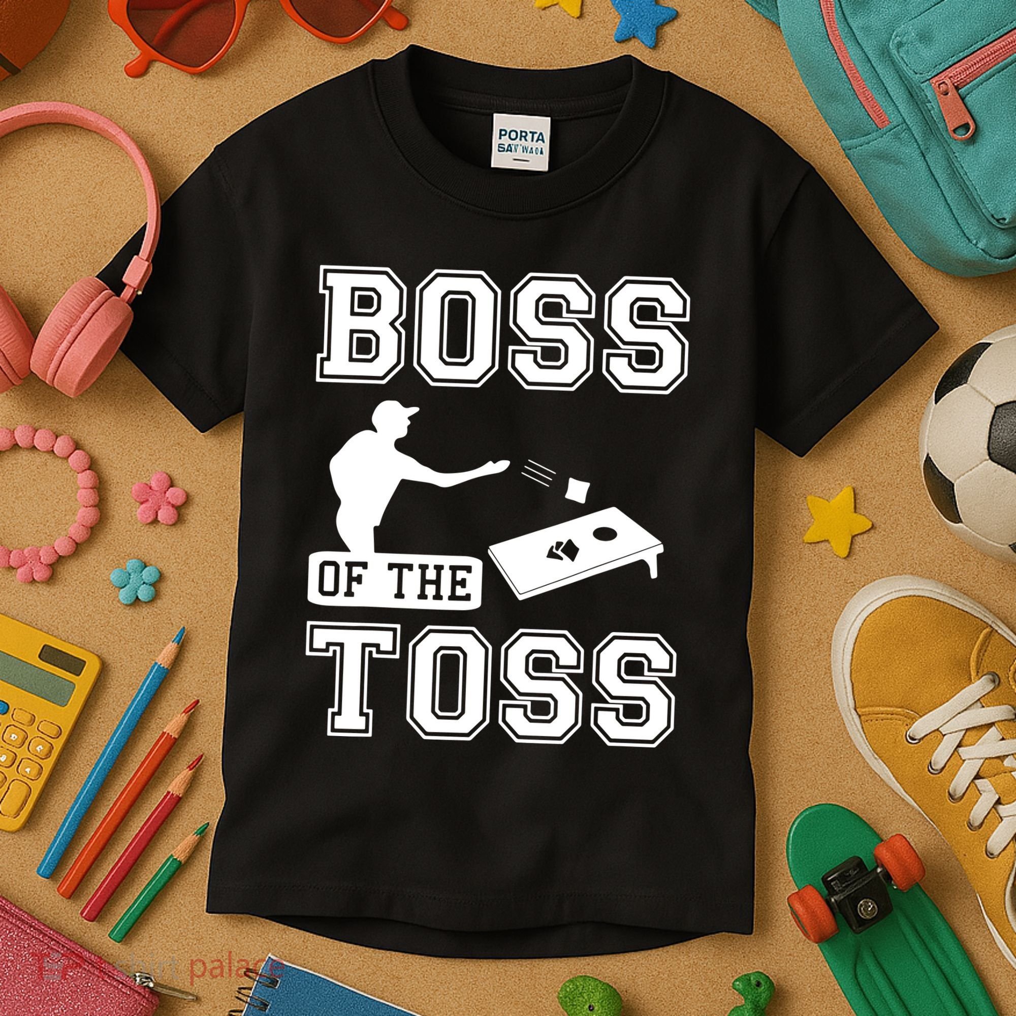 Boss Of Cornhole Game Kids T-Shirt
